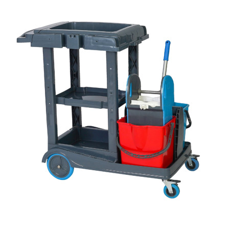 Chariot de Nettoyage Professionnel HD885 – 2×18 L avec Presse & Bac Porte-Produits